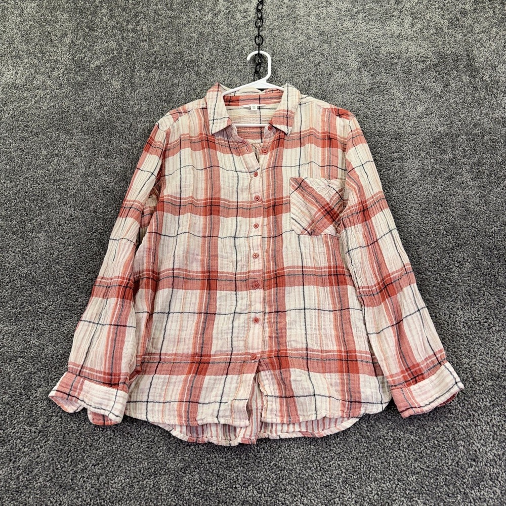 Time And Tru Shirt Womens XXL Multicolor Plaid Button Up Long Sleeve Casual